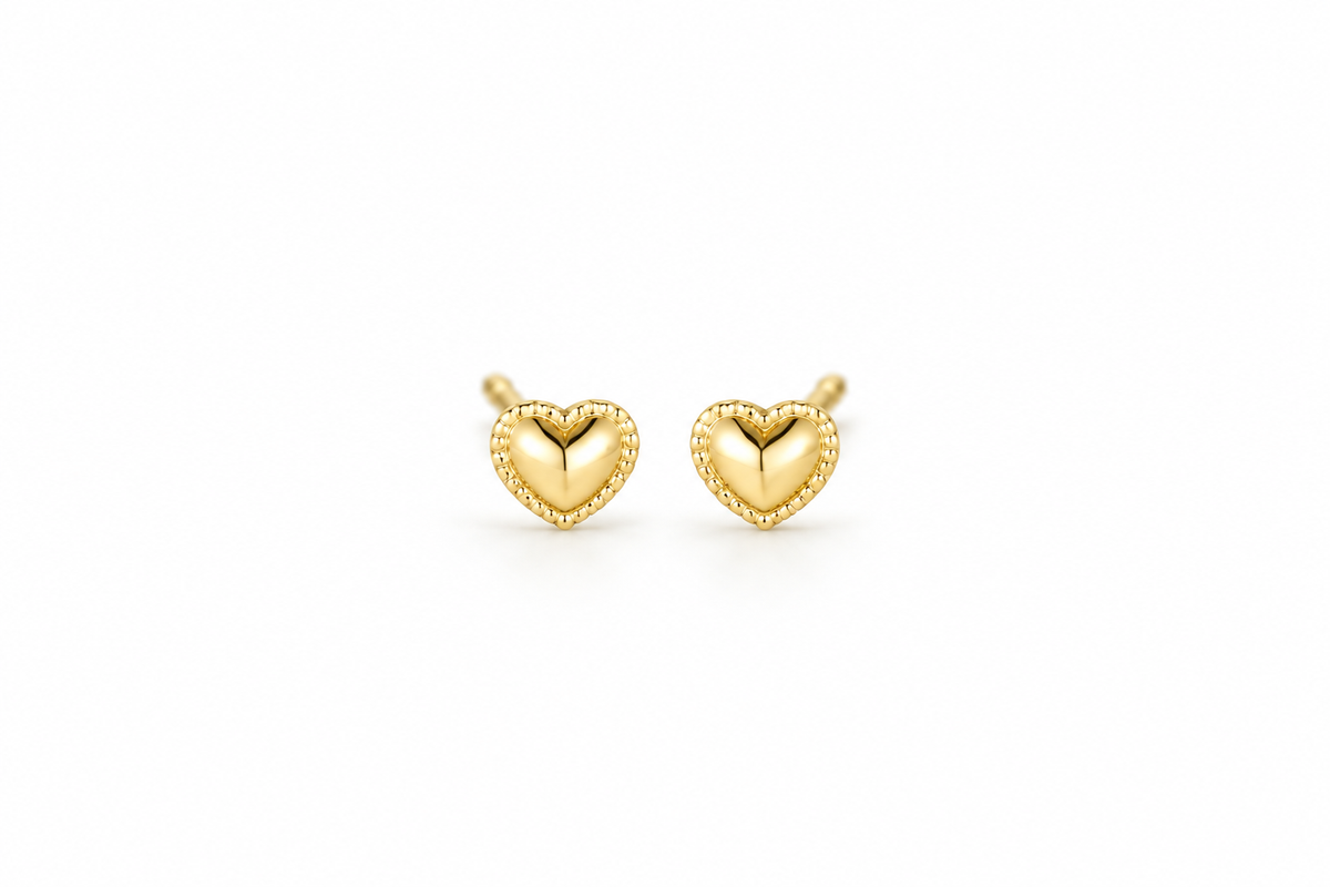 Audrey Heart Studs - Gold