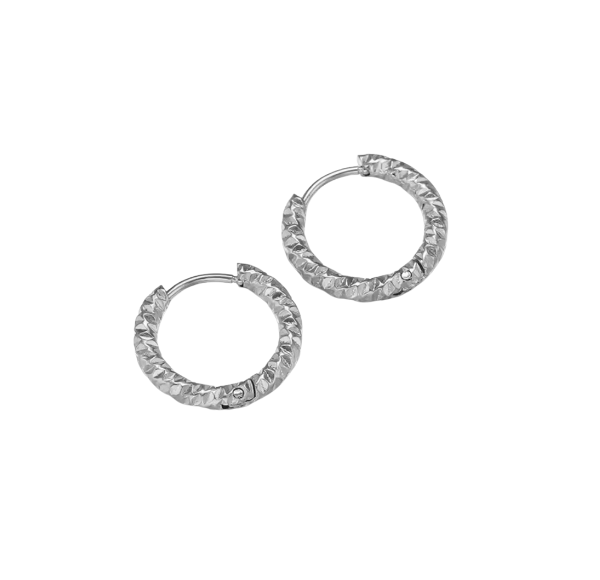 Diamond Cut Mini Hoops - Silver