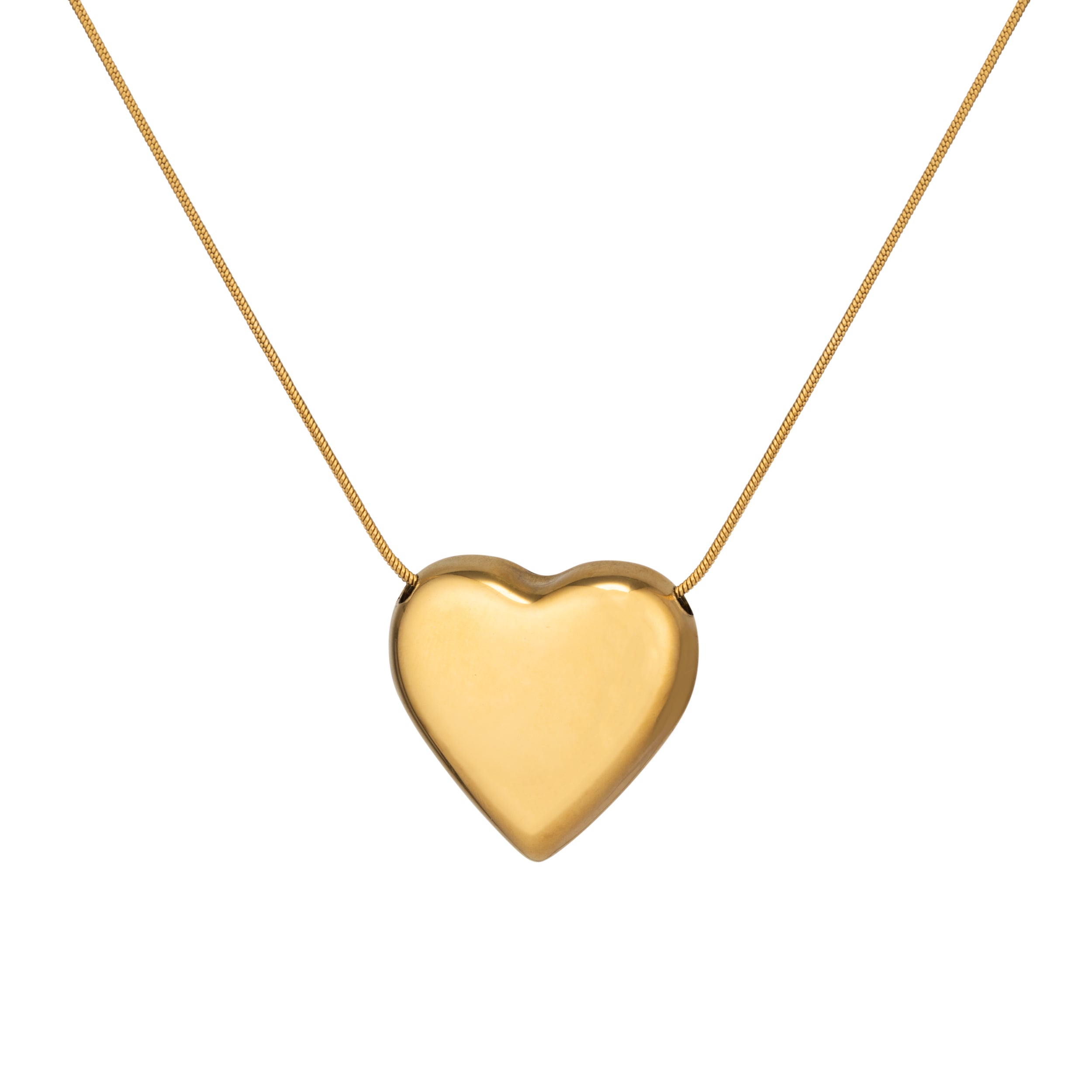 Puff Heart Necklace - Gold