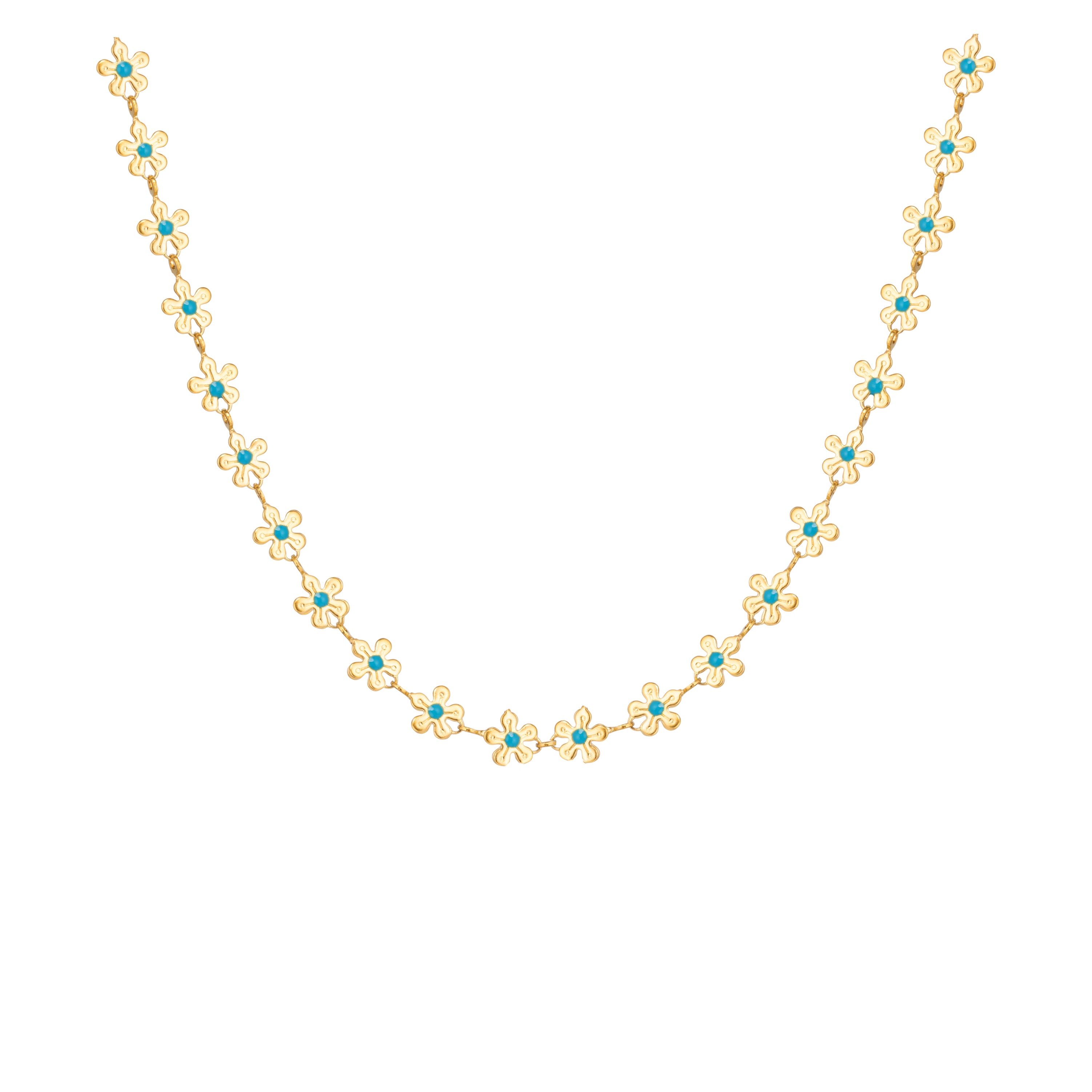 Blue Daisy Chain Necklace