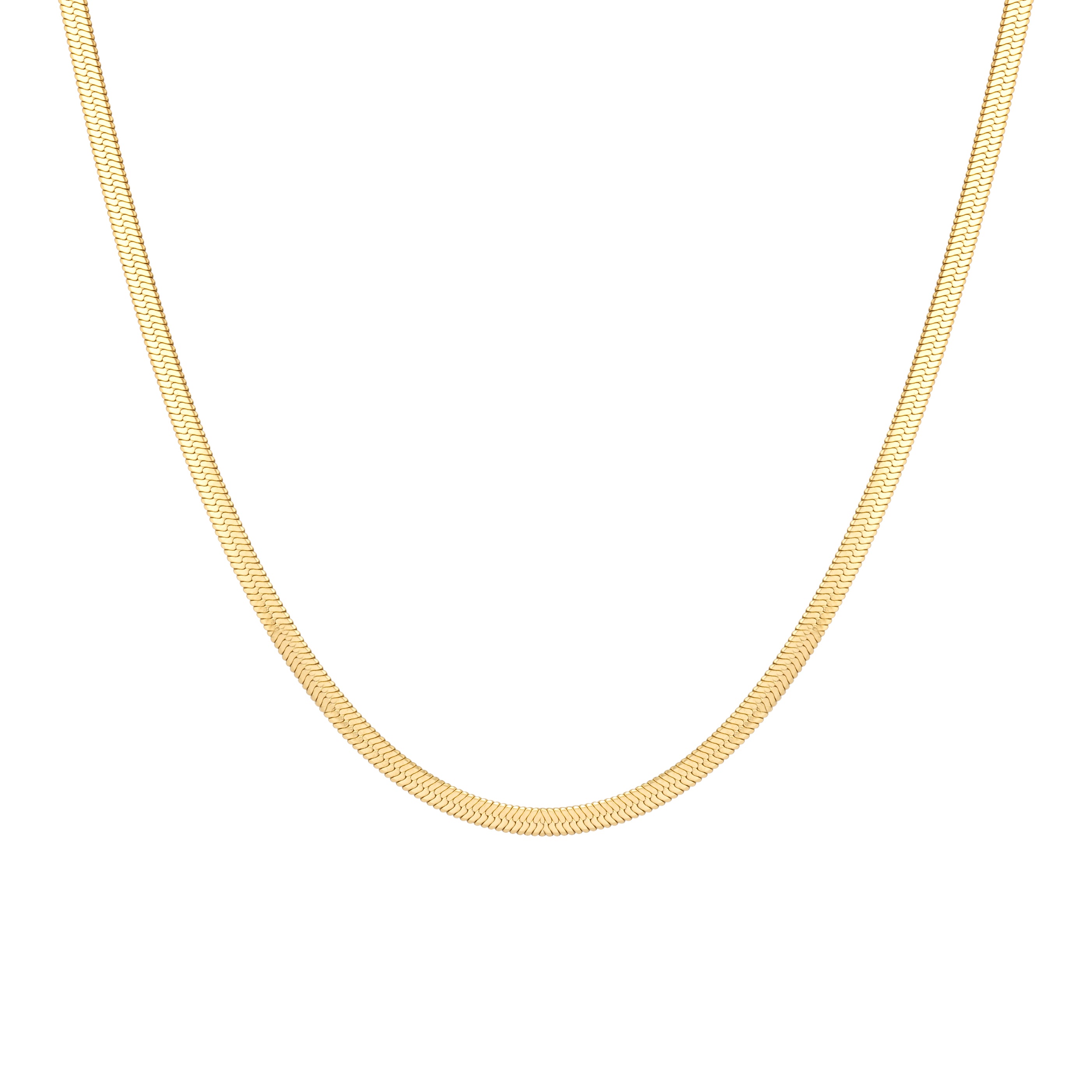 Herringbone Necklace - 3mm Gold