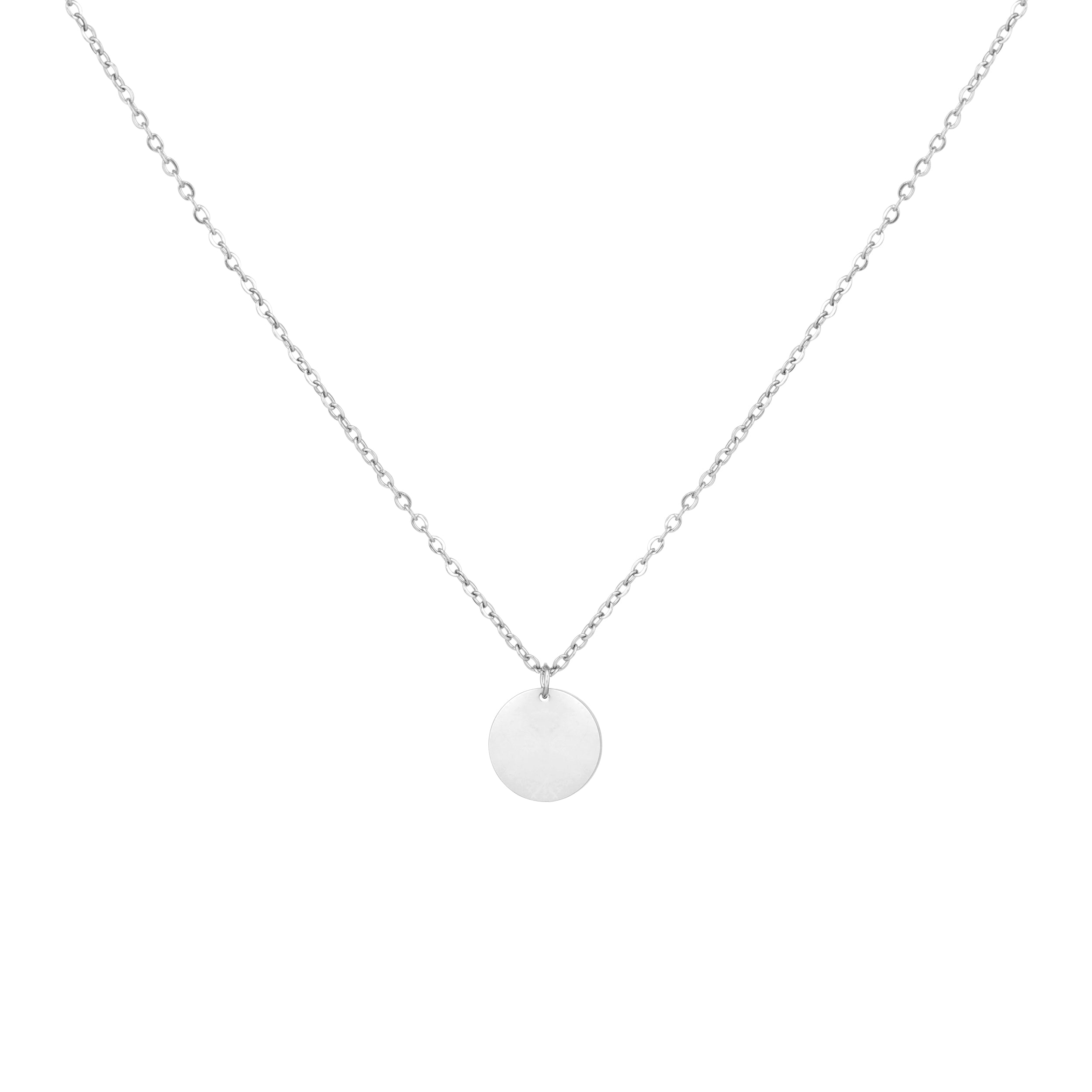 Disc Pendant Necklace - Silver