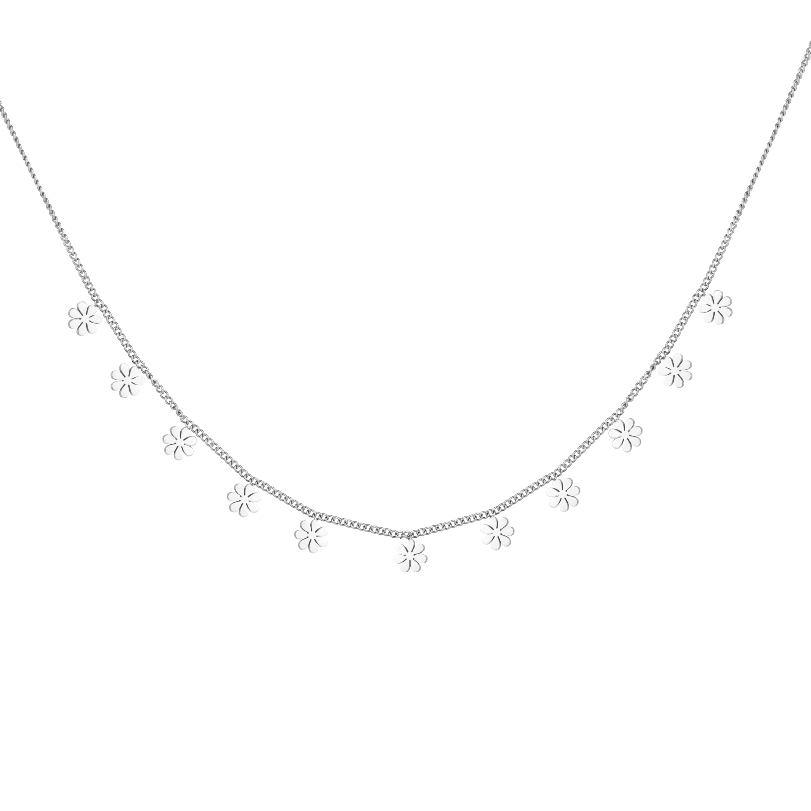 Flower Garland Necklace - Silver