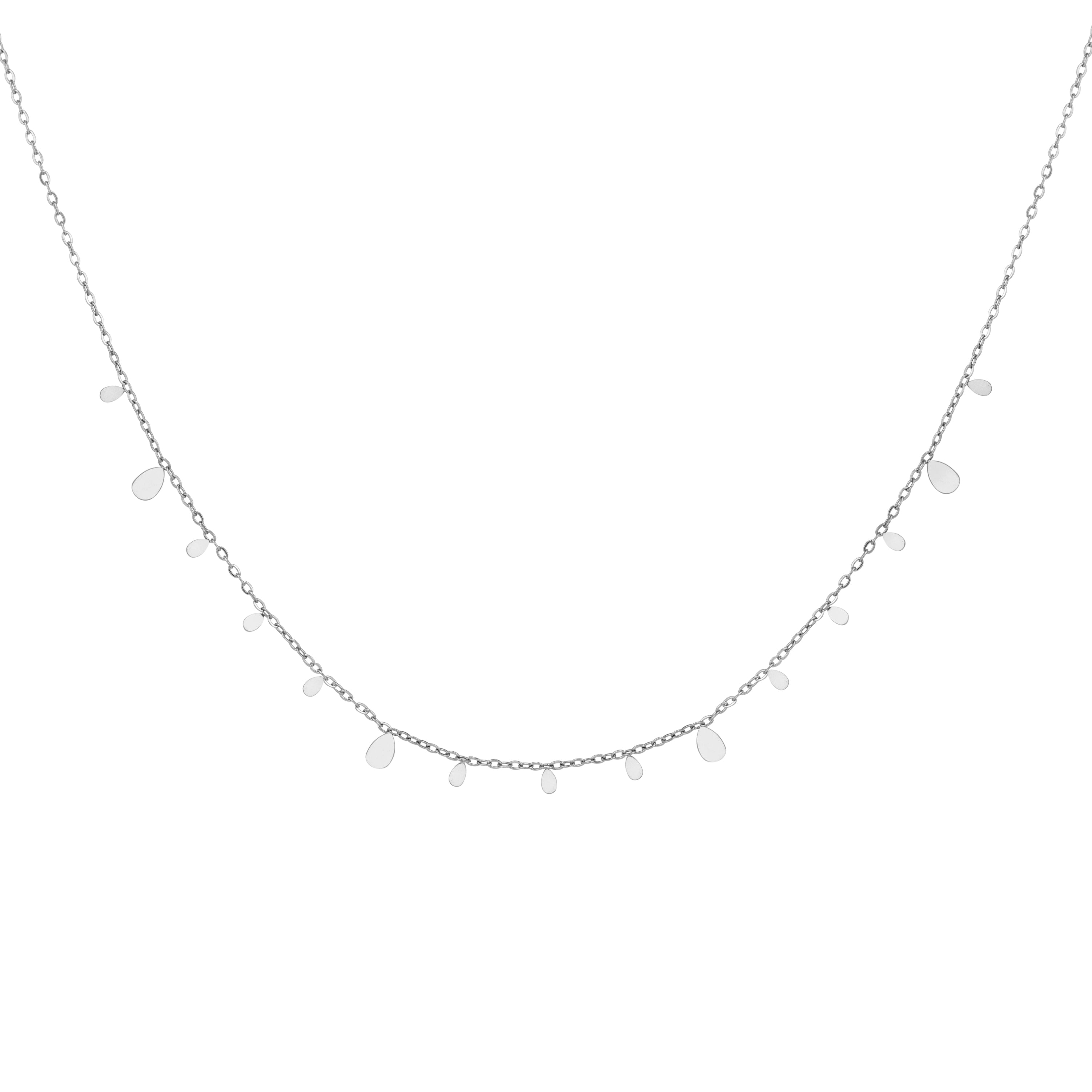 Tear Drop Garland Necklace - Silver