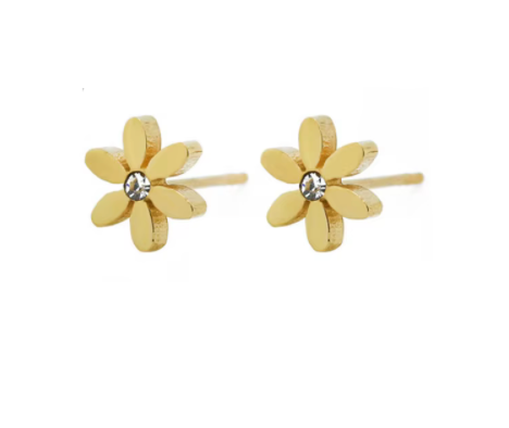Flower CZ Studs - Gold