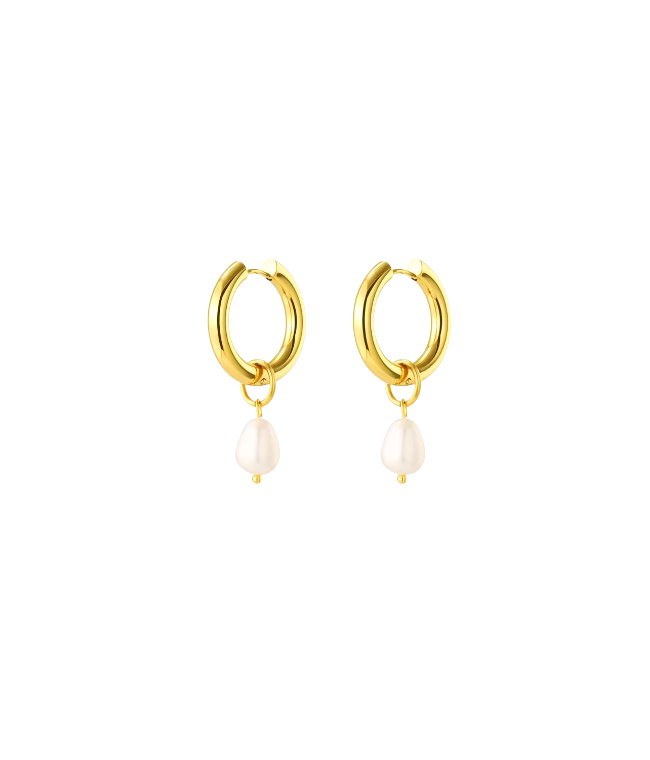 Celine Pearl Hoop Earrings - Small