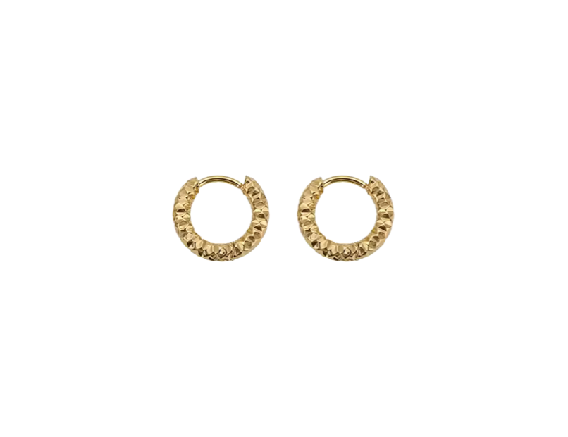 Diamond Cut Hoops - Gold - 8mm