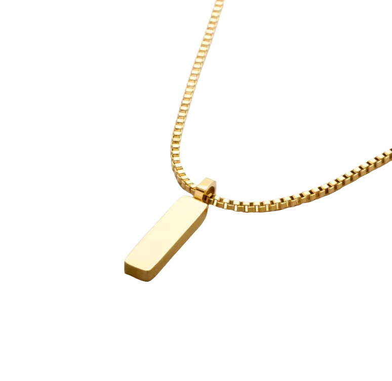 Bar Pendant Box Chain - Gold