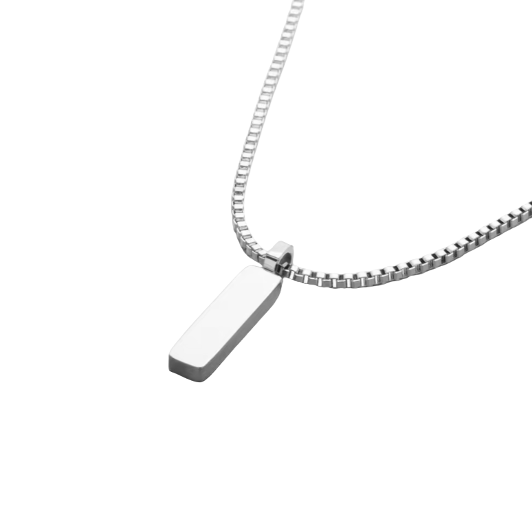 Bar Pendant Box Chain - Silver